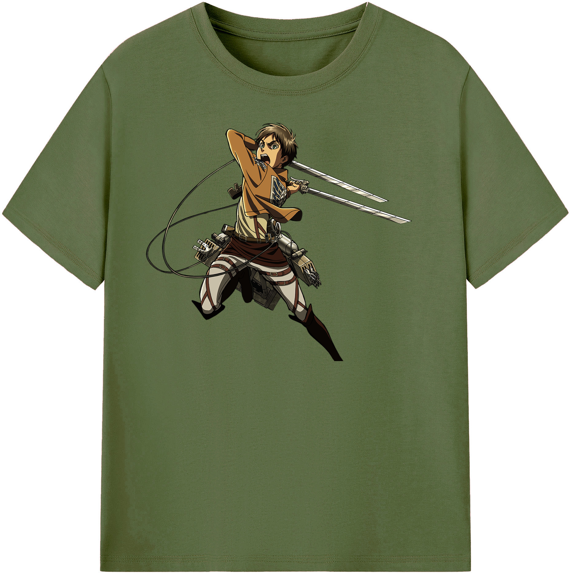 （画像用） 進撃の巨人 エレン･イェーガー Attack on Titan Eren Jäger 綿100％半袖Tシャツ（フロントプリント）